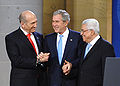 Olmert, Bush, Habbas in Annapolis Conference.jpg