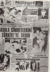 Передовая статья турецкой газеты «Миллиет», посвященная теракту АСАЛА в аэропорту Эсенбога.