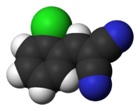 Хлорбензальмалондинитрил: вид молекулы