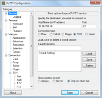 Главное конфигурационное окно PuTTY 0.60 beta под Windows 7
