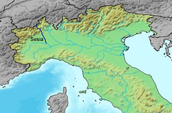 Сезия на карте Италии