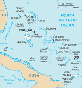Эльютера на карте Багамских островов