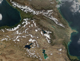 Большой и Малый Кавказ, Закавказье. Снимок НАСА