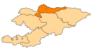 Чуйская область на карте Киргизии