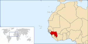 Карта Франции с выделенным регионом Французская Гвинея