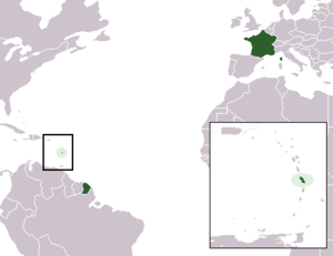Карта Франции с выделенным регионом Мартиника