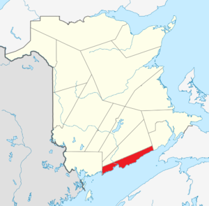 Графство Сент-Джон на карте Нью-Брансуика