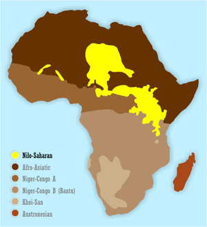 Карта распространения Нило-сахарских языков