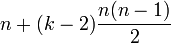 n + (k - 2)\frac{n(n-1)}{2}
