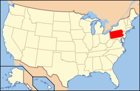 Штат Пенсильвания на карте США