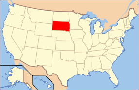 Штат Южная Дакота на карте США